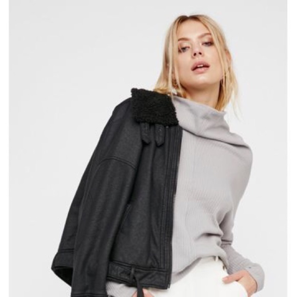 Free People Coated Aviator Jacket